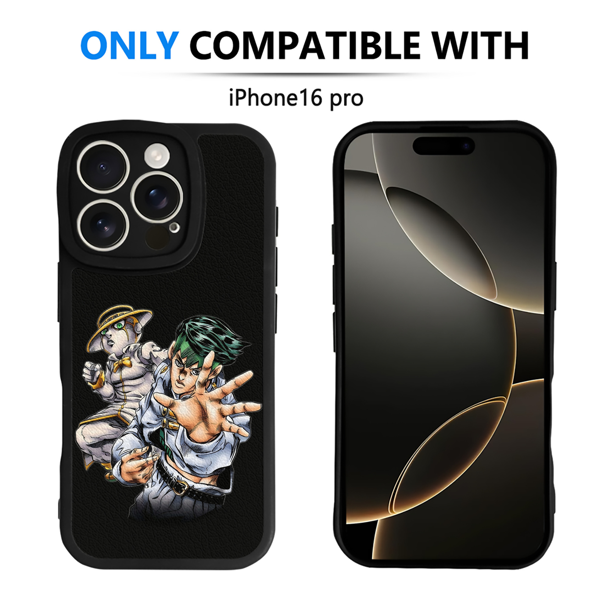 （画像用） ジョジョの奇妙な冒険 岸辺 露伴（きしべ ろはん） JoJo's Bizarre Adventure Rohan Kishibe 【iPhone 16シリーズ対応】シリコンスマホケース（レザー調） 材質：シリコン